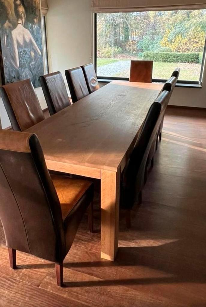 Eettafel masief eiken 300 x 90 cm, Huis en Inrichting, Tafels | Eettafels, Gebruikt, 50 tot 100 cm, 200 cm of meer, Vijf personen of meer