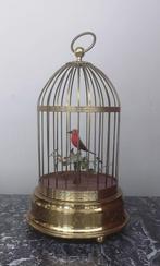 Ancienne cage à oiseau siffleur, en laiton, Antiquités & Art, Curiosités & Brocante, Enlèvement ou Envoi