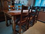 Eiken eetkamer tafel 6 stoelen en 2 kasten., Ophalen