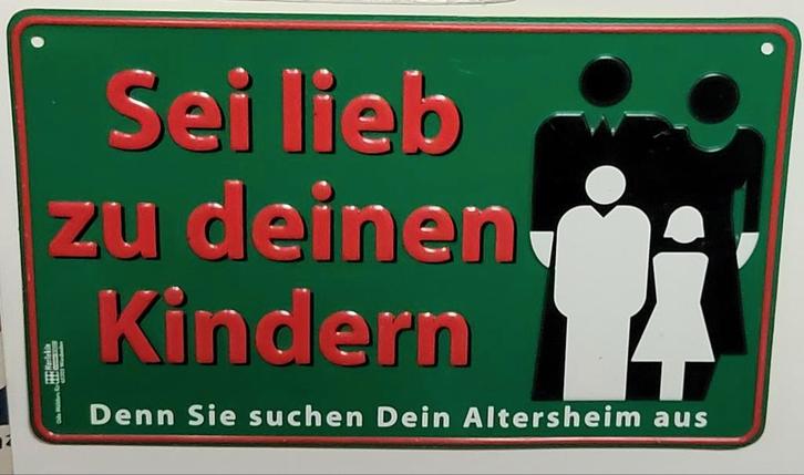 Bord Sei lieb zu deinen kindern, Huis en Inrichting, Woonaccessoires | Tekstborden en Spreuken, Zo goed als nieuw, Ophalen of Verzenden