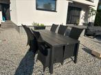 Tuintafel met 6 stoelen. 1 jaar oud., Ophalen, Kunststof, 6 zitplaatsen, Zo goed als nieuw
