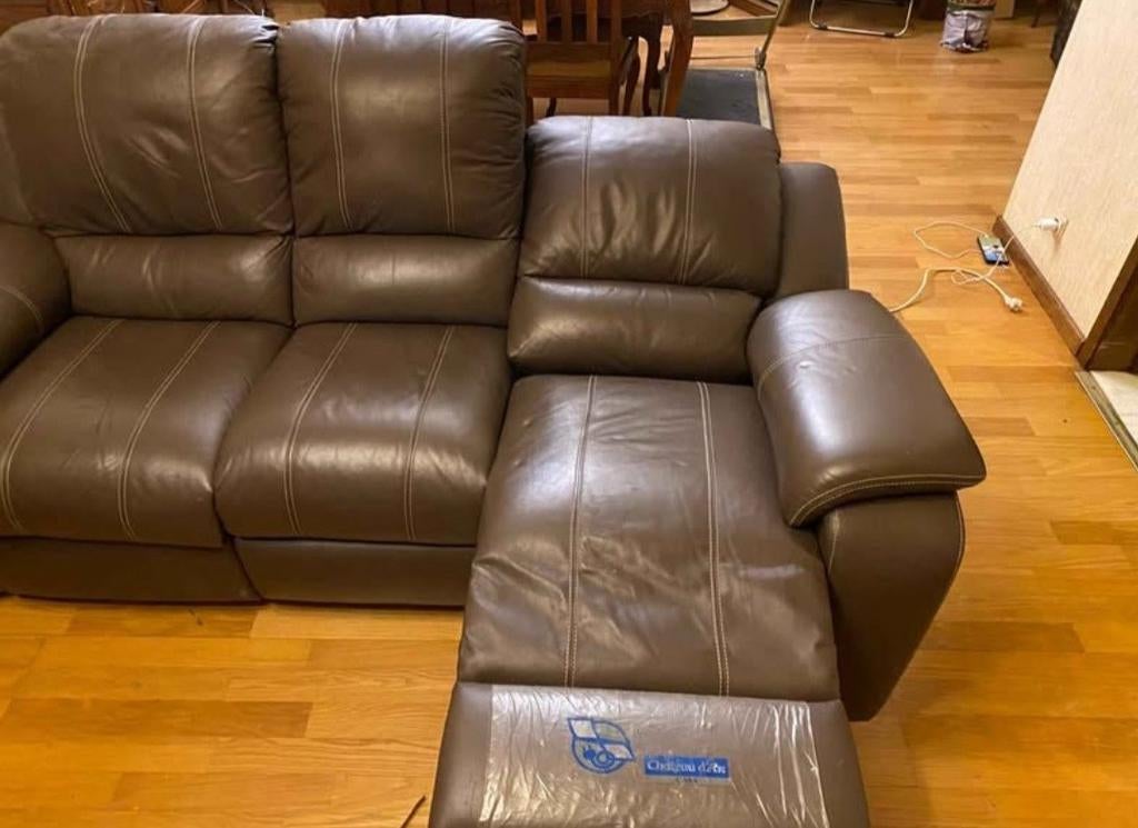Canapés en cuir Château d’Ax – 2 pièces réclinables,, Huis en Inrichting, Zetels | Complete zithoeken, Gebruikt, Leer, Ophalen
