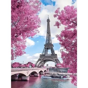 Diamond Painting Eiffeltoren in roze bos 40x30cm beschikbaar voor biedingen