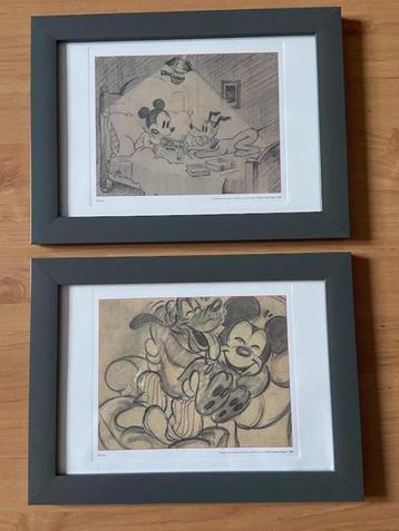 2 Ingekaderde originele DISNEY litho's van Mickey en Pluto beschikbaar voor biedingen