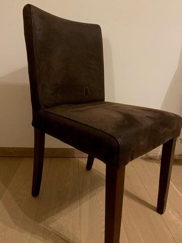 Comfortable stoelen (vijf) in bruin suede leer beschikbaar voor biedingen