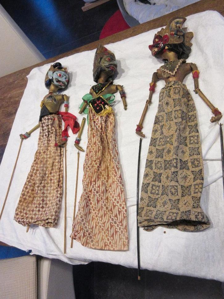 3 WAYANG pop marionettentheater marionet, Antiek en Kunst, Kunst | Niet-Westerse kunst, Ophalen
