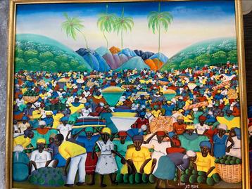Exotische schilderij  - herkomst Haïti beschikbaar voor biedingen