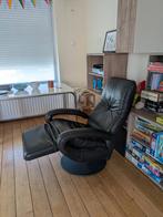 Retro zwarte relax fauteuil, Huis en Inrichting, Fauteuils, Ophalen, Gebruikt, Leer, Retro