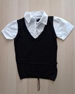 Pull chemise chemisier noir/blanc taille S, Comme neuf, Yessica, Manches courtes, Taille 36 (S)