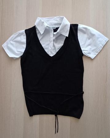 Pull chemise chemisier noir/blanc taille S