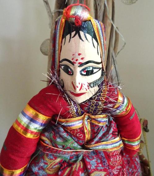 India, Rajasthan: prachtige handgemaakte Kathputli pop, Antiek en Kunst, Kunst | Niet-Westerse kunst, Ophalen of Verzenden
