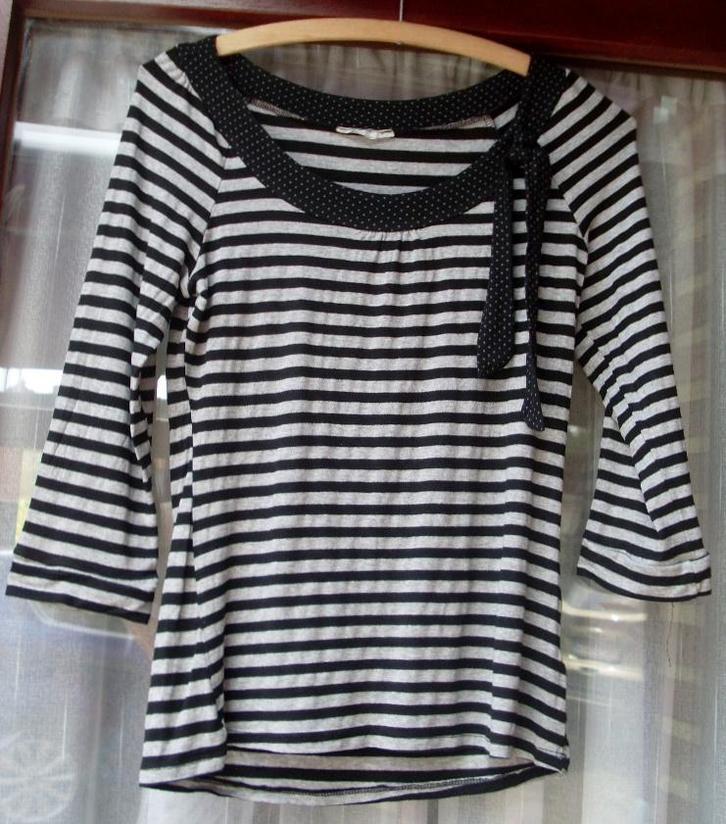 Blouse, grijs-zwart gestreept maat M, Kleding | Dames, Blouses en Tunieken, Gedragen, Maat 38/40 (M), Zwart, Verzenden