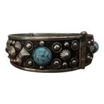 Antieke armband - zilverkleurig met ingelegde stenen, Antiek en Kunst, Ophalen of Verzenden