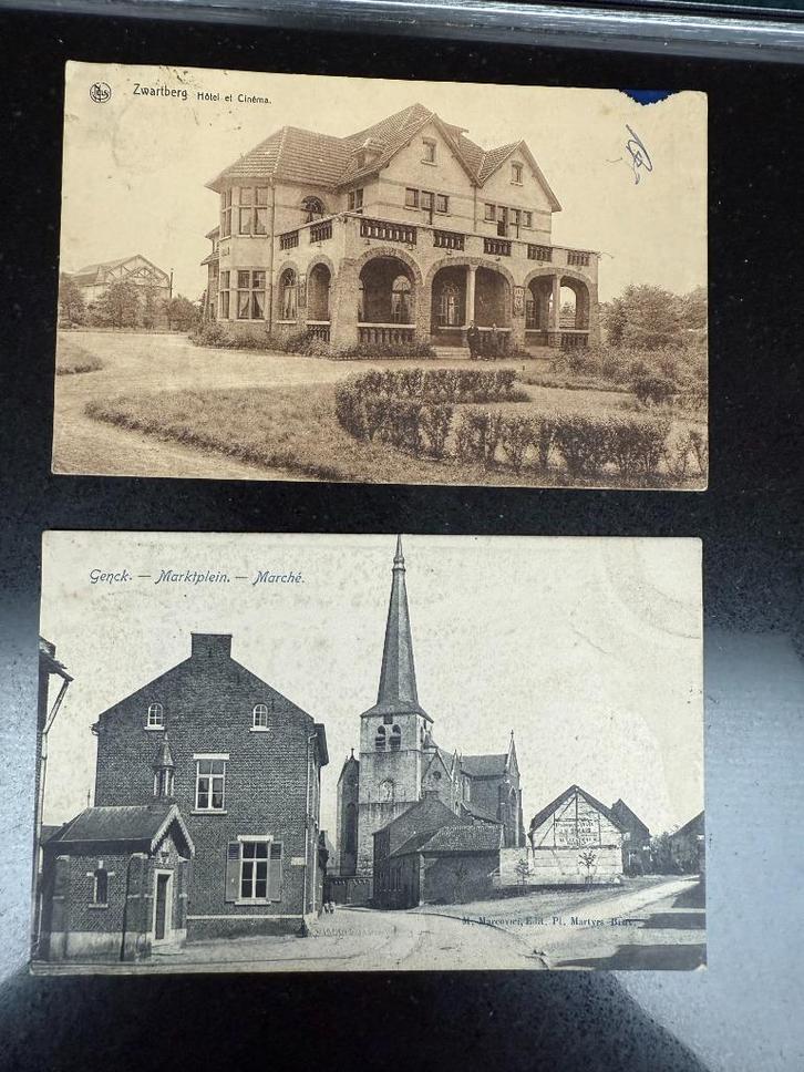 2 cartes postales, Markplein Genk 1915 - Zwartberg 1915, Collections, Cartes postales | Belgique, Affranchie, Limbourg, Avant 1920