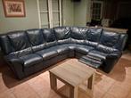 salon in blauw leder met relax - 5 personen, Ophalen, Gebruikt, Leer
