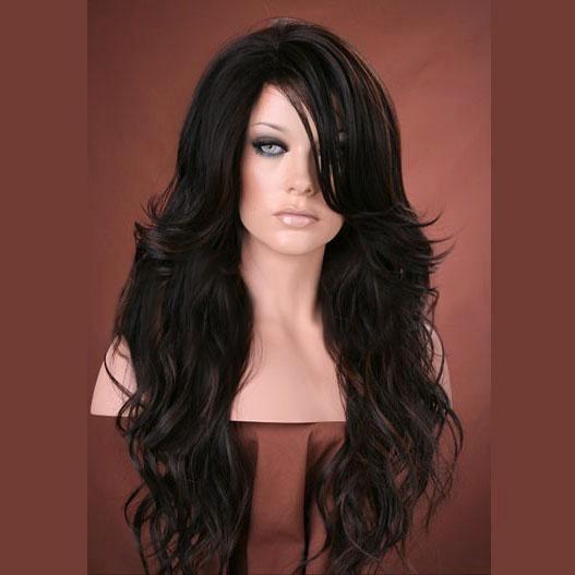Luxe pruik donkerbruin lang haar in laagjes Cala kleur F4-30, Handtassen en Accessoires, Uiterlijk | Haarverzorging, Nieuw, Verzenden