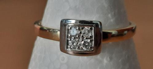 18K tweekleurige gouden ring met diamant, Handtassen en Accessoires, Ringen, Nieuw, Dame of Heer, 17 tot 18, Wit, Goud, Met edelsteen
