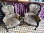 2 luipaard print Louis XIV stoelen, Antiek en Kunst, Ophalen