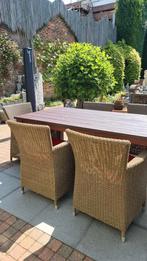Tafel en Teak en 6 stoelen, Tuin en Terras, Ophalen, Gebruikt