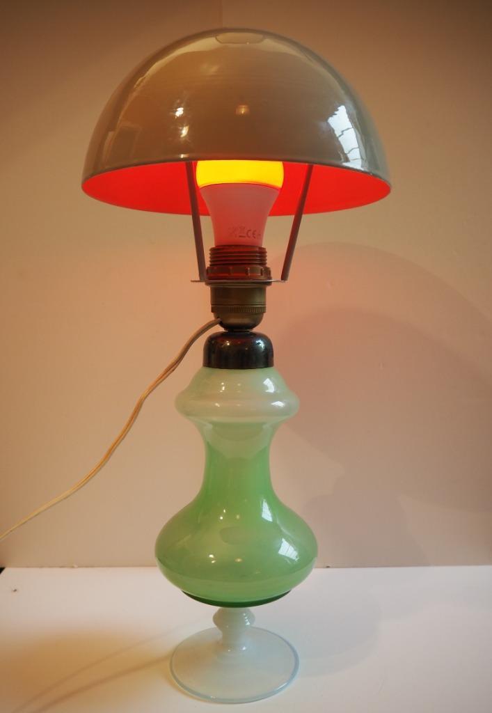 Vintage opaline tafellamp, mushroom lamp, Antiek en Kunst, Antiek | Verlichting, Ophalen