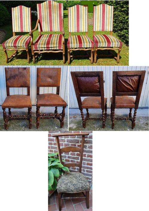 9 antieke harlekijn stoelen - opruimingslot, Antiek en Kunst, Antiek | Meubels | Stoelen en Sofa's, Ophalen
