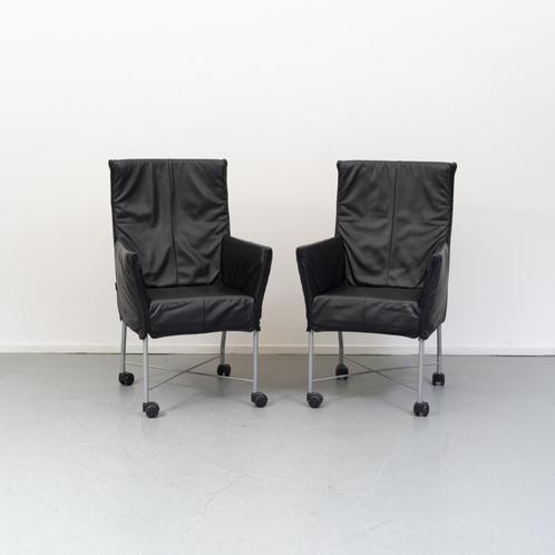 ACTIE!! 75x Montis Chaplin Stoel Zwart Leer - Grijs/Wiel, Huis en Inrichting, Woonaccessoires | Overige