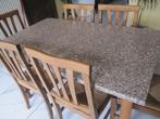 keukentafel met verlengstuk +6 stoelen, Ophalen, Gebruikt, Vintage, 4 tot 6 stoelen