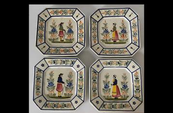Lot de 4 assiettes Quimper Henriot beschikbaar voor biedingen