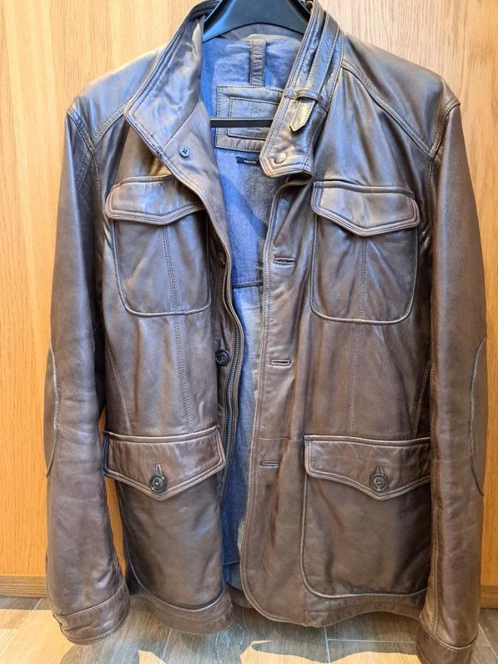 Veste en cuir, Kleding | Heren, Truien en Vesten, Zo goed als nieuw, Maat 52/54 (L), Bruin, Ophalen of Verzenden