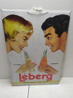 Leberg limonadereclame op emaille bord, Ophalen of Verzenden, Gebruikt, Reclamebord