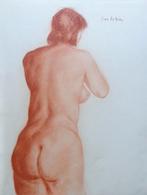 JAN DE BIE / RUGGELINGS NAAKT / ORGINEEL WERK / 40x30cm SIG, Enlèvement ou Envoi