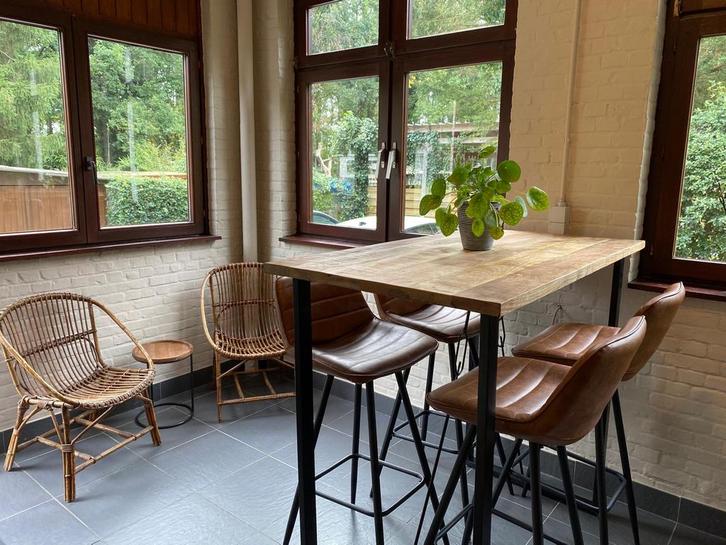 Bartafel/hogetafel industriële stijl eikenhout, Antiek en Kunst, Antiek | Meubels | Tafels, Ophalen