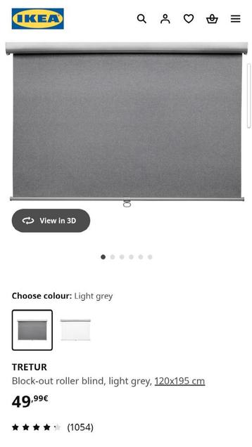 TRETUR Block-out roller blind, light grey, 120x195 cm beschikbaar voor biedingen