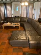 Groot grijs hoeksalon, Huis en Inrichting, Ophalen, Gebruikt, Leer