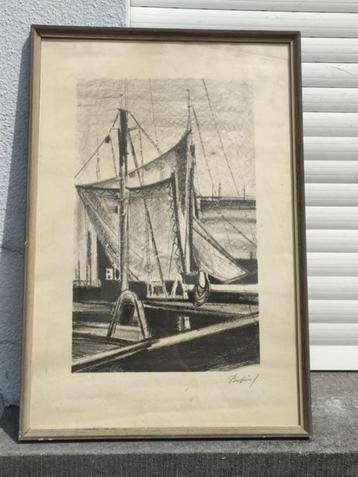 lithographie marine signe zephir busine beschikbaar voor biedingen