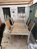 Grote tuintafel + 6 stoelen + 6 kussens, Enlèvement, Comme neuf, Bois