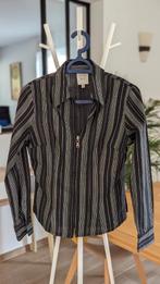 Chemise noire rayures blanches et argentées taille 2 (M), Vêtements | Femmes, Blouses & Tuniques, Comme neuf, Enlèvement