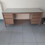 Vintage industrieel metalen bureau met laden, Ophalen, Gebruikt, Bureau