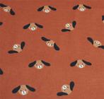 Promo! 4642) 145x50 cm flanel roestbruine hondtjes, Hobby en Vrije tijd, Bruin, 120 cm of meer, Nieuw, Ophalen of Verzenden