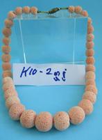 K10-2: Koraal-bollen-aflopend-oranje- 43cm., Handtassen en Accessoires, Kettingen, Verzenden, Nieuw, Oranje, Steen of Mineraal