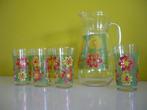 Knappe vintage sapkan met glazen bloemen, Ophalen of Verzenden, Gebruikt, Frisdrankglas