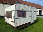 Leuke Vintage caravan Hobby 360 MTM: 750kg 1975, Caravans en Kamperen, Caravans, Standaardzit, Hobby, Particulier, Koelkast