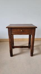Eiken bijzettafeltje met schuif, Minder dan 55 cm, Gebruikt, Rustiek, Rechthoekig
