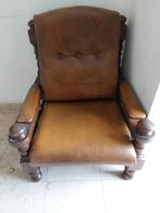 2 vintage zetels met houten onderstel, Huis en Inrichting, Ophalen, Gebruikt, Eenpersoons