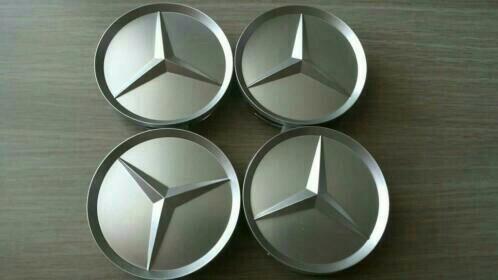 Mercedes mat grijze wieldoppen naafdoppen dia 75 mm, Auto-onderdelen, Klein materiaal, Mercedes-Benz, Nieuw, Ophalen of Verzenden