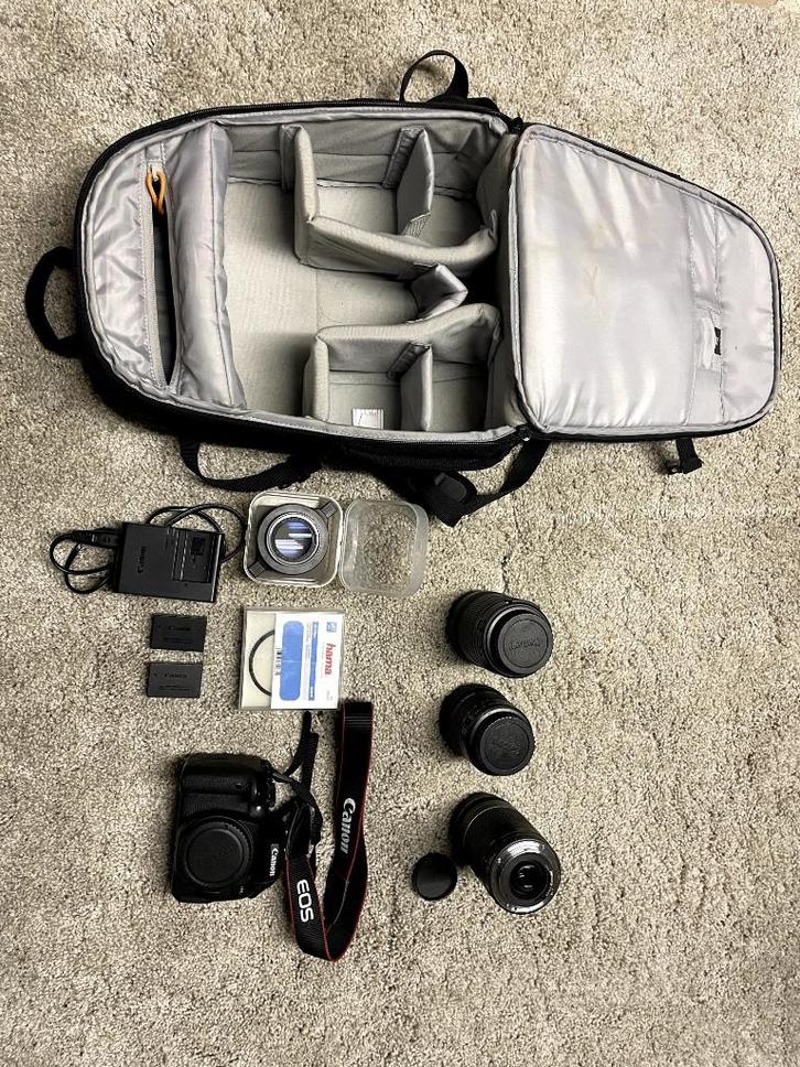 canon eos 750d + lenzen en tas, Audio, Tv en Foto, Fotocamera's Digitaal, Zo goed als nieuw, Spiegelreflex, Canon, Ophalen of Verzenden