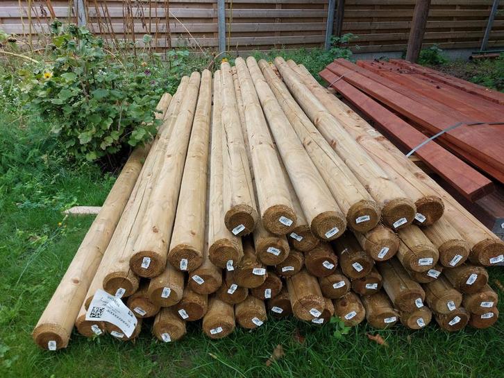 Ronde palen 3m lang diameter 10cm Nieuw geïmpregneerd., Tuin en Terras, Palen, Balken en Planken, Nieuw, Palen, Ophalen of Verzenden