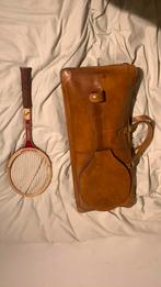 Vintage tennis zak( etienne en J)  met snauwert racket, Antiek en Kunst, Ophalen