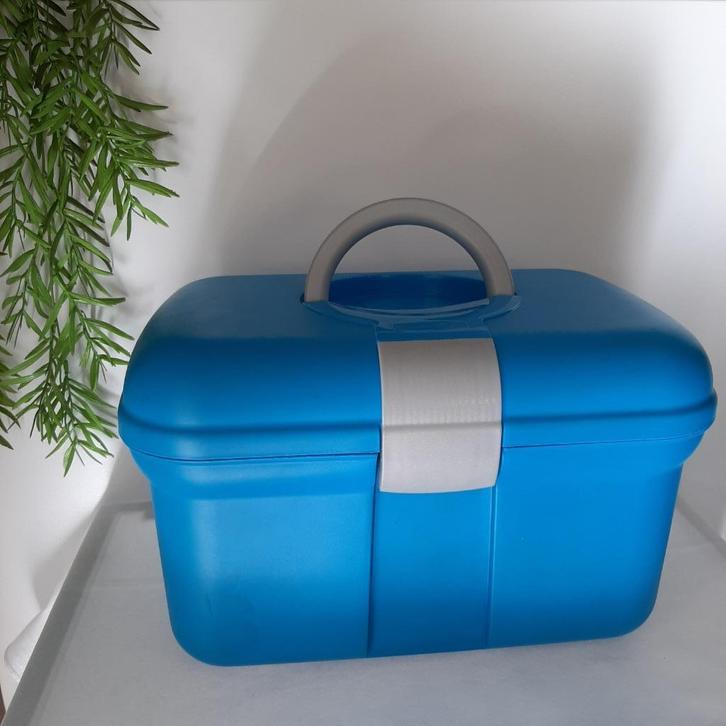 blauwe grote opbergbox met 2 inzettrays, Hobby en Vrije tijd, Overige Hobby en Vrije tijd, Zo goed als nieuw, Ophalen of Verzenden