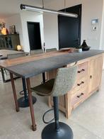 Handgemaakt keukeneiland in massief olmenhout en natuursteen, Maison & Meubles, Cuisine | Éléments de cuisine, Moins de 100 cm